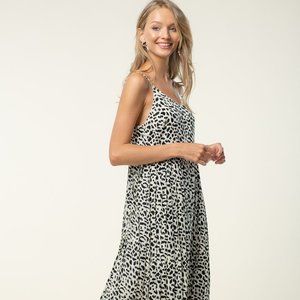 Doe and Rae Animal Print Midi Dress